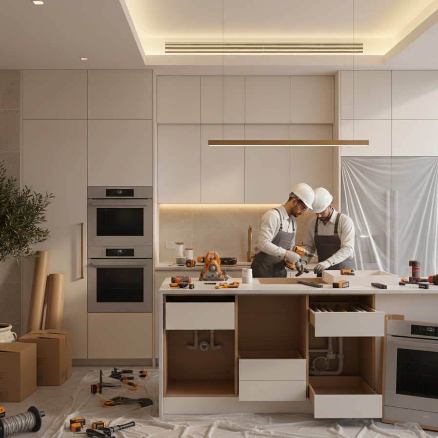 Kitchen renovation process in Dubai home
