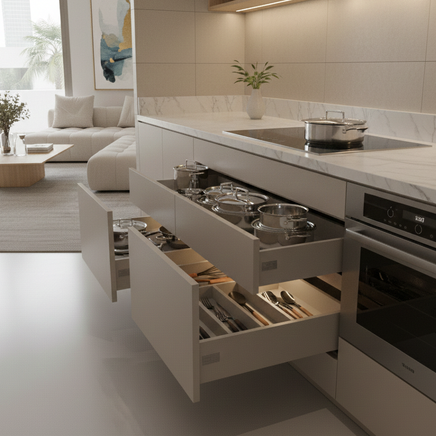 Space-saving kitchen cabinets for small Dubai apartments